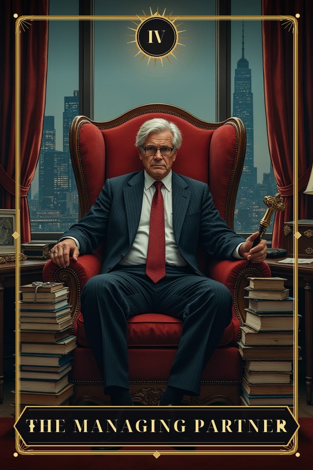 The Managing Partner — illustrated tarot card, arcanum IV