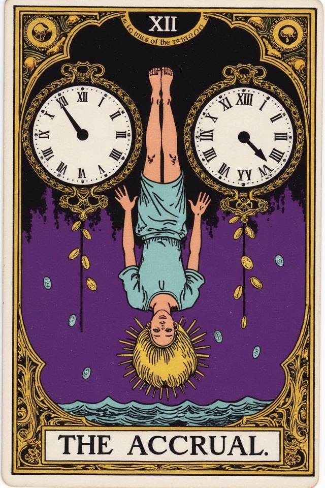 The Accrual — illustrated tarot card, arcanum XII