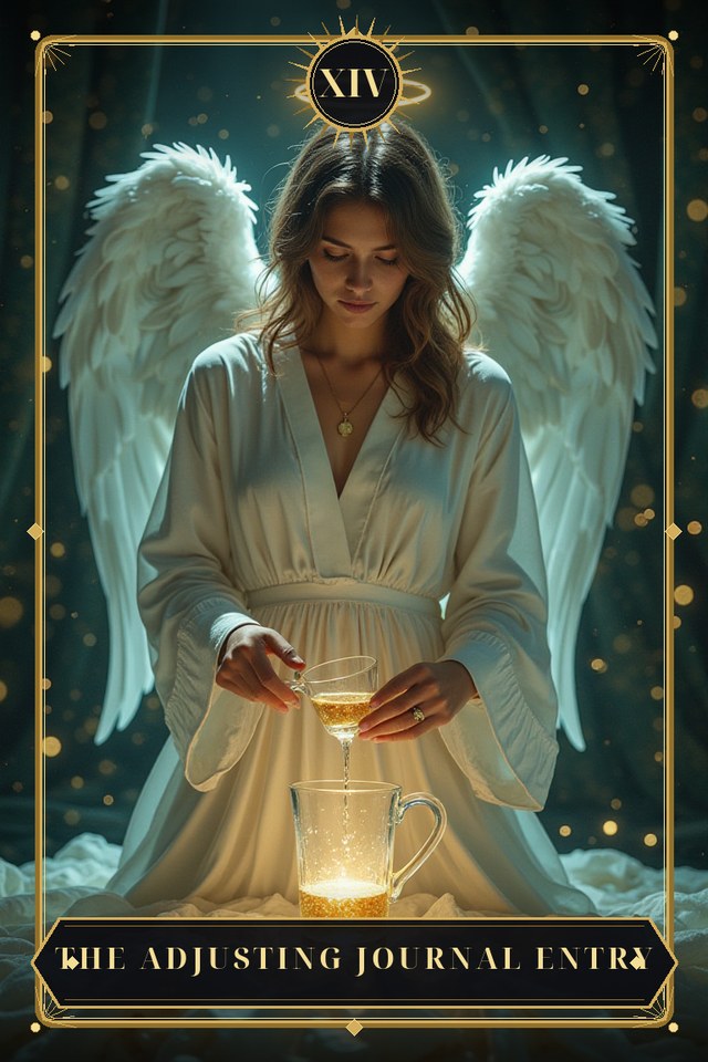 The Adjusting Journal Entry — illustrated tarot card, arcanum XIV