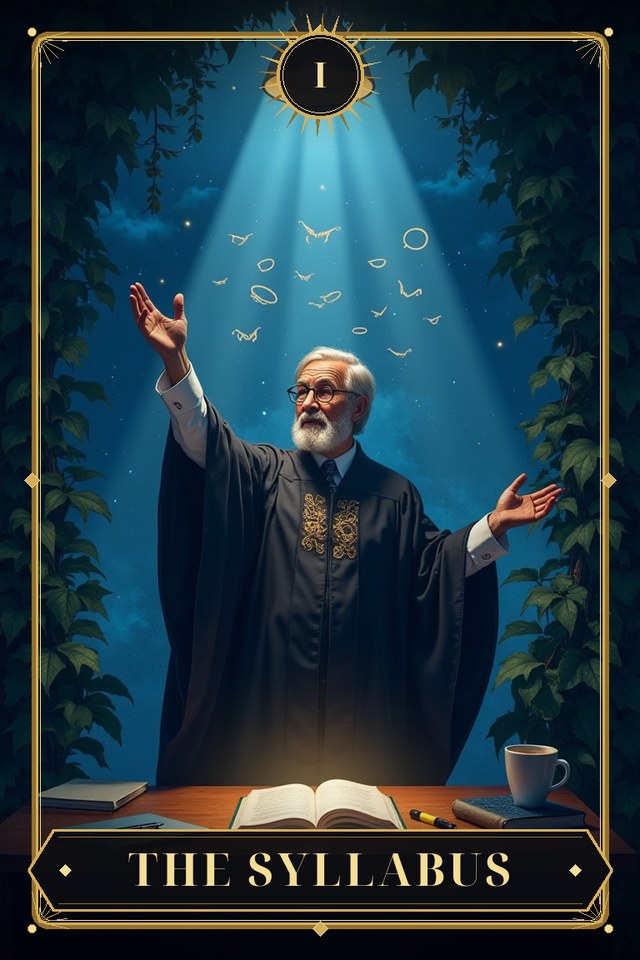 The Syllabus — illustrated tarot card, arcanum I