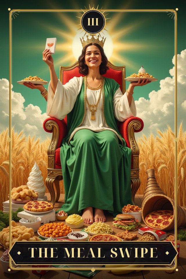 The Meal Swipe — illustrated tarot card, arcanum III