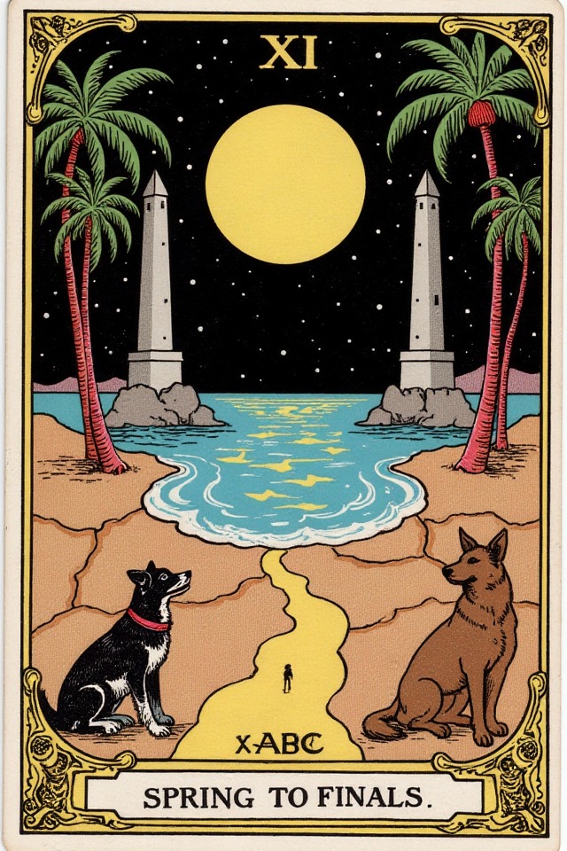 Spring Break — illustrated tarot card, arcanum XVIII
