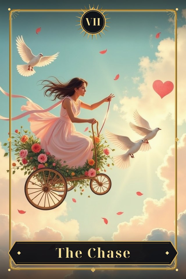 The Chase — illustrated tarot card, arcanum VII