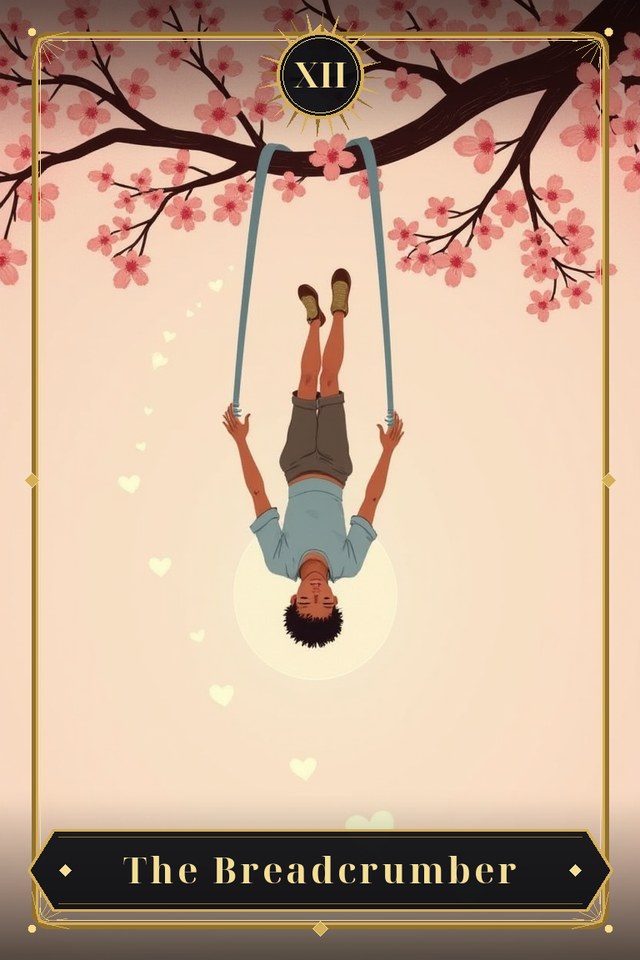 The Breadcrumber — illustrated tarot card, arcanum XII