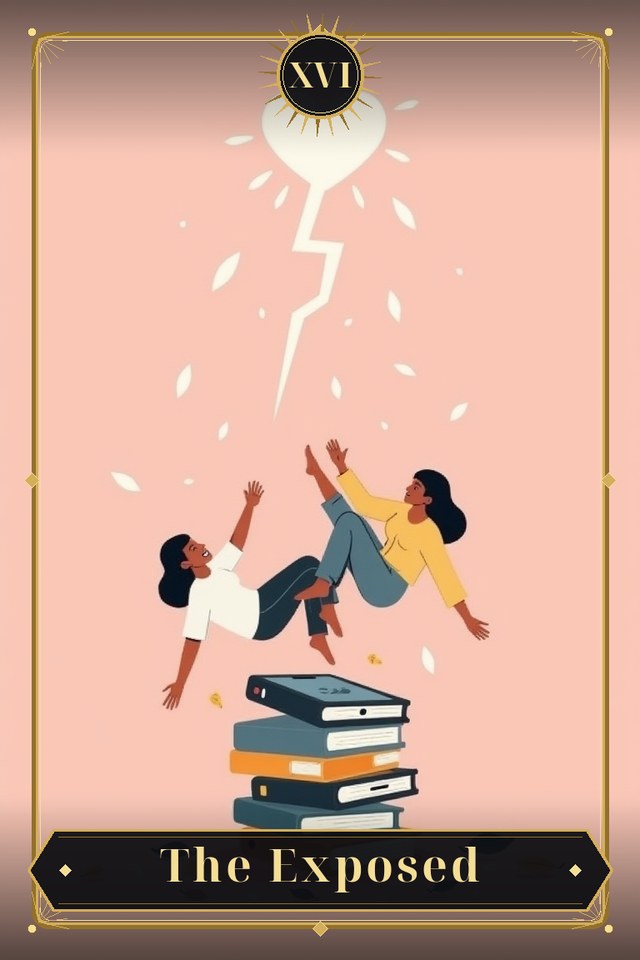 The Exposed — illustrated tarot card, arcanum XVI
