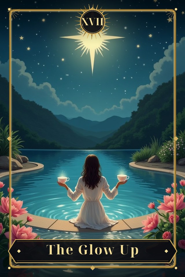 The Glow Up — illustrated tarot card, arcanum XVII