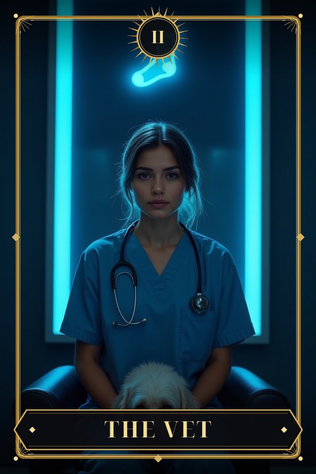 The Vet — illustrated tarot card, arcanum II