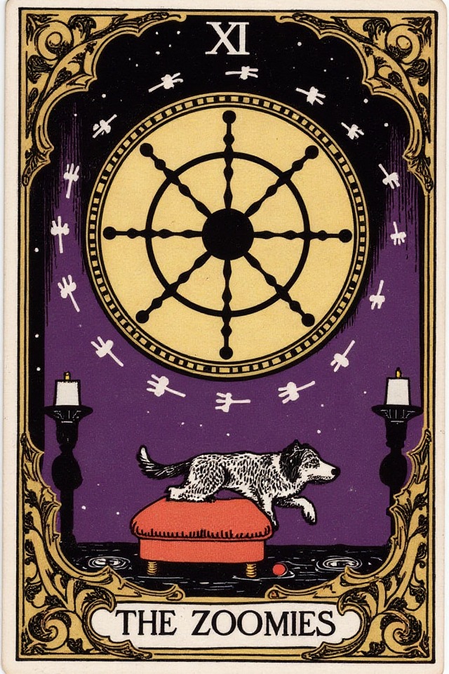 The Zoomies — illustrated tarot card, arcanum X