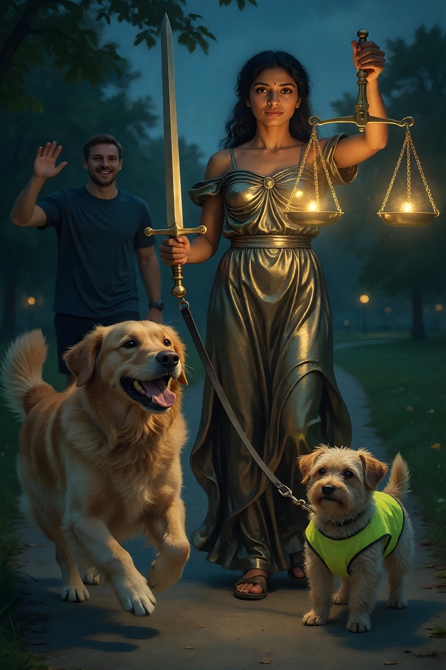 He's Friendly! — illustrated tarot card, arcanum XI