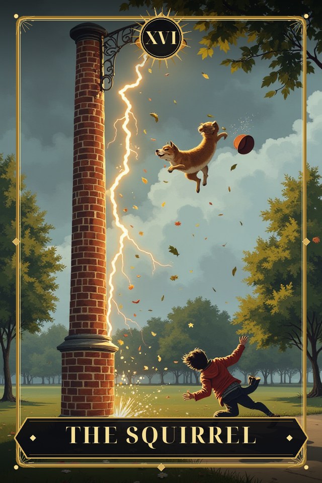 The Squirrel — illustrated tarot card, arcanum XVI