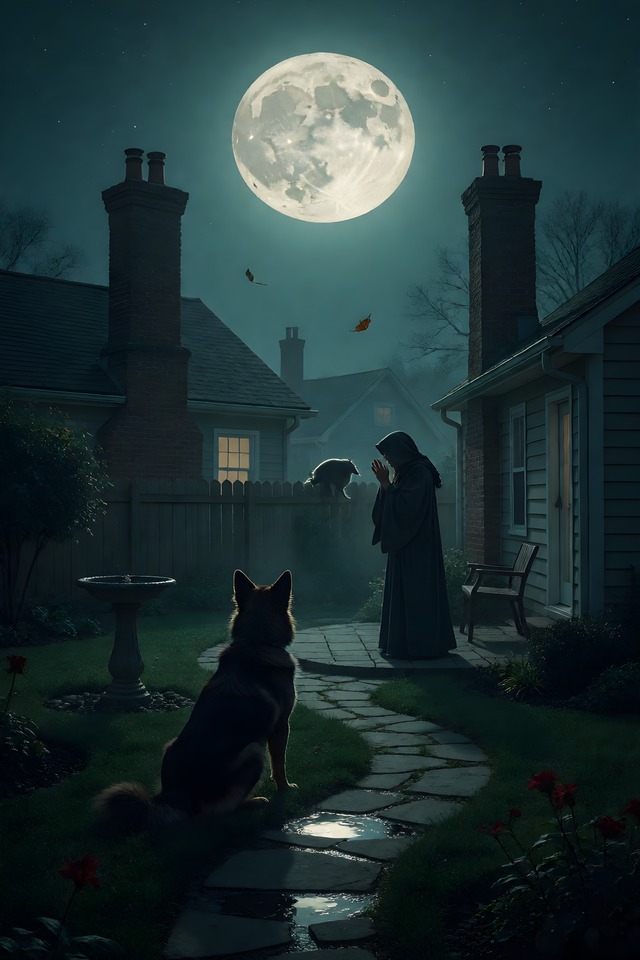 The 3 AM Backyard Bark — an illustrated card from The Dog People Deck