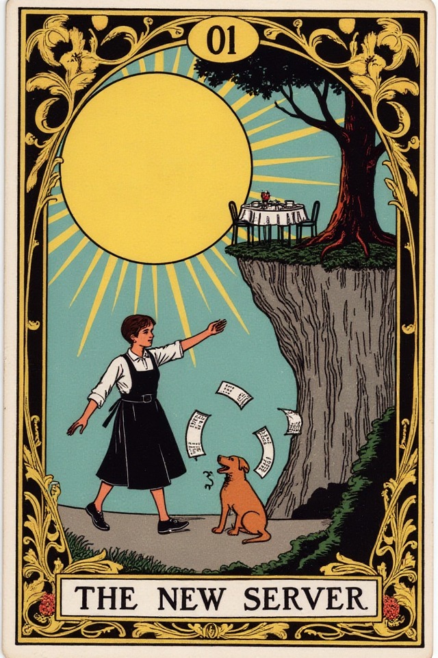 The New Server — illustrated tarot card, arcanum 0