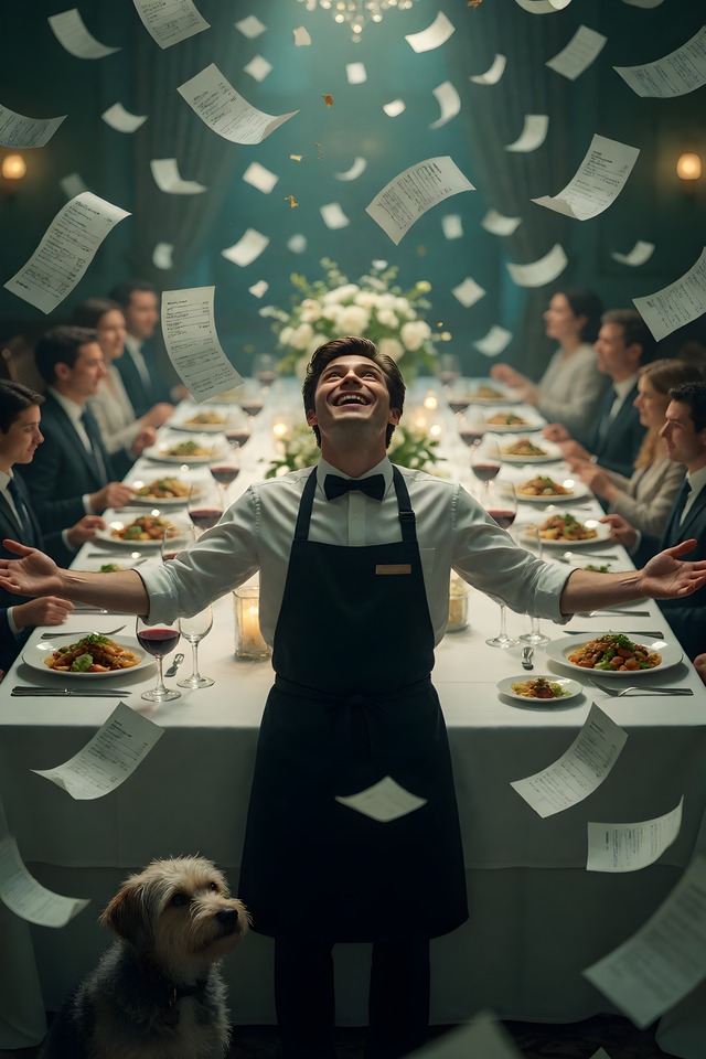 The New Server — an illustrated card from The Food Service Arcana