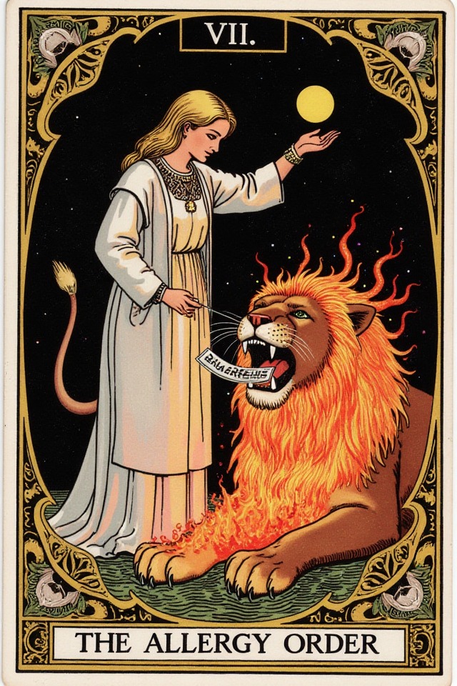 The Allergy Order — illustrated tarot card, arcanum VIII
