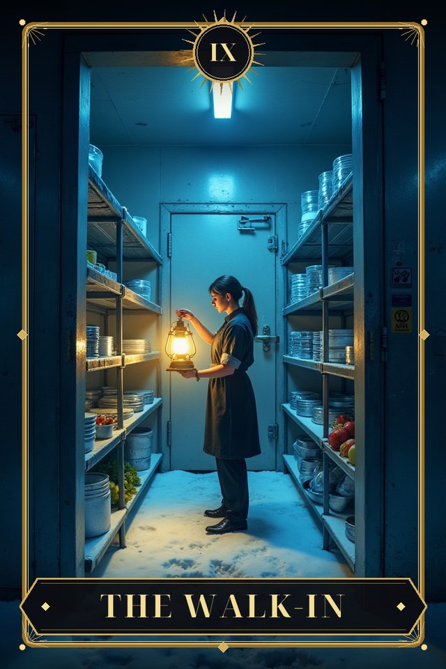 The Walk-In — illustrated tarot card, arcanum IX
