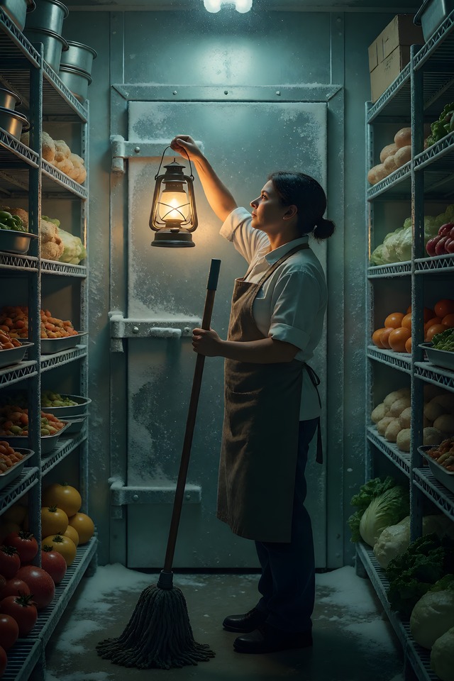 The Walk-In — an illustrated card from The Food Service Arcana