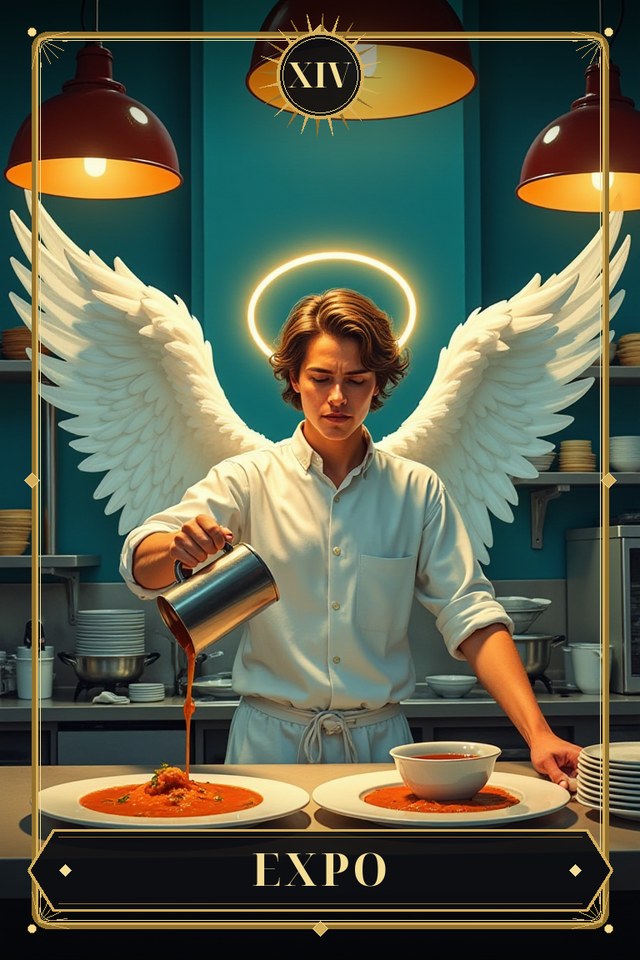 Expo — illustrated tarot card, arcanum XIV
