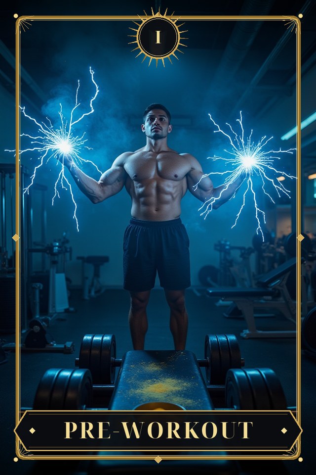 Pre-Workout — illustrated tarot card, arcanum I