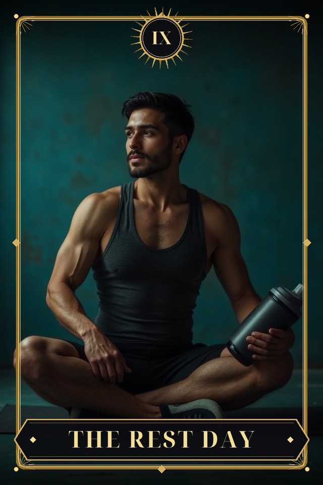 The Rest Day — illustrated tarot card, arcanum IX