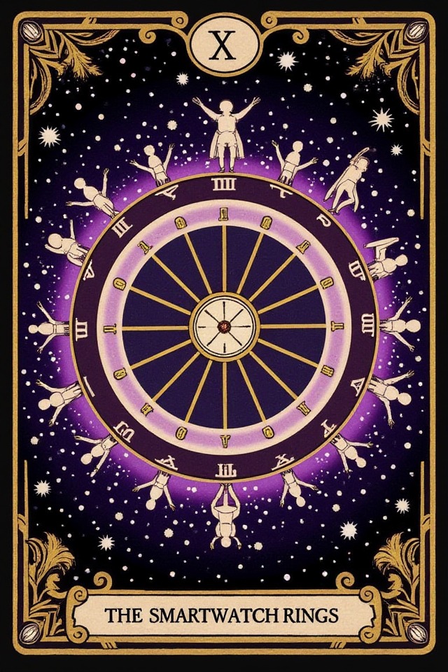 The Smartwatch Rings — illustrated tarot card, arcanum X