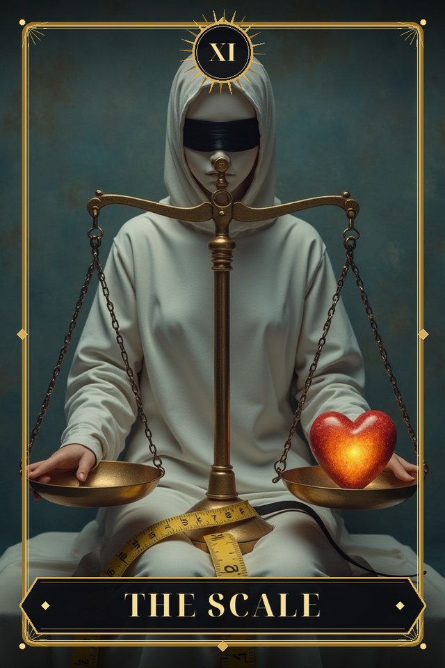 The Scale — illustrated tarot card, arcanum XI