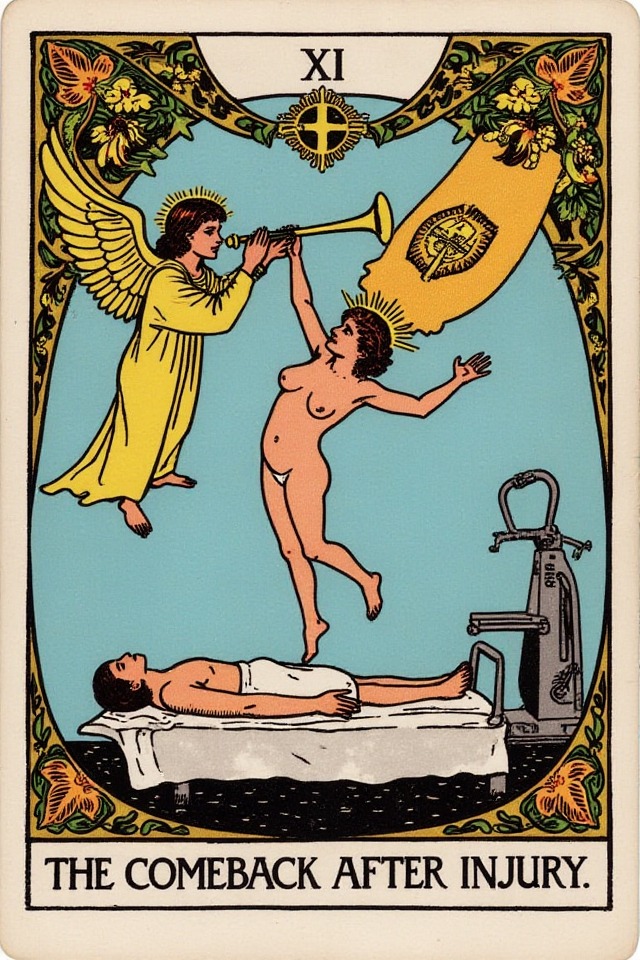 The Comeback After Injury — illustrated tarot card, arcanum XX