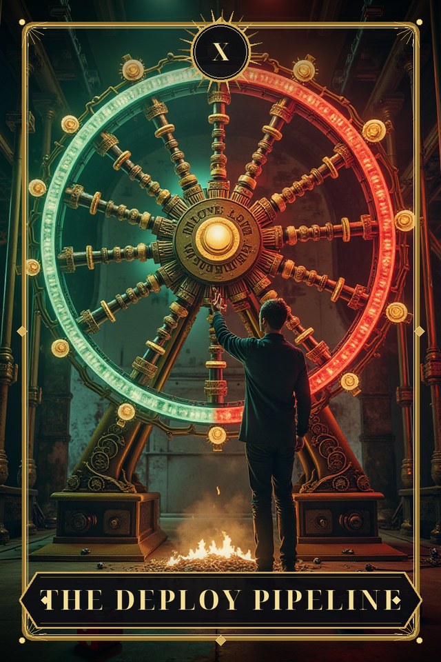 The Deploy Pipeline — illustrated tarot card, arcanum X