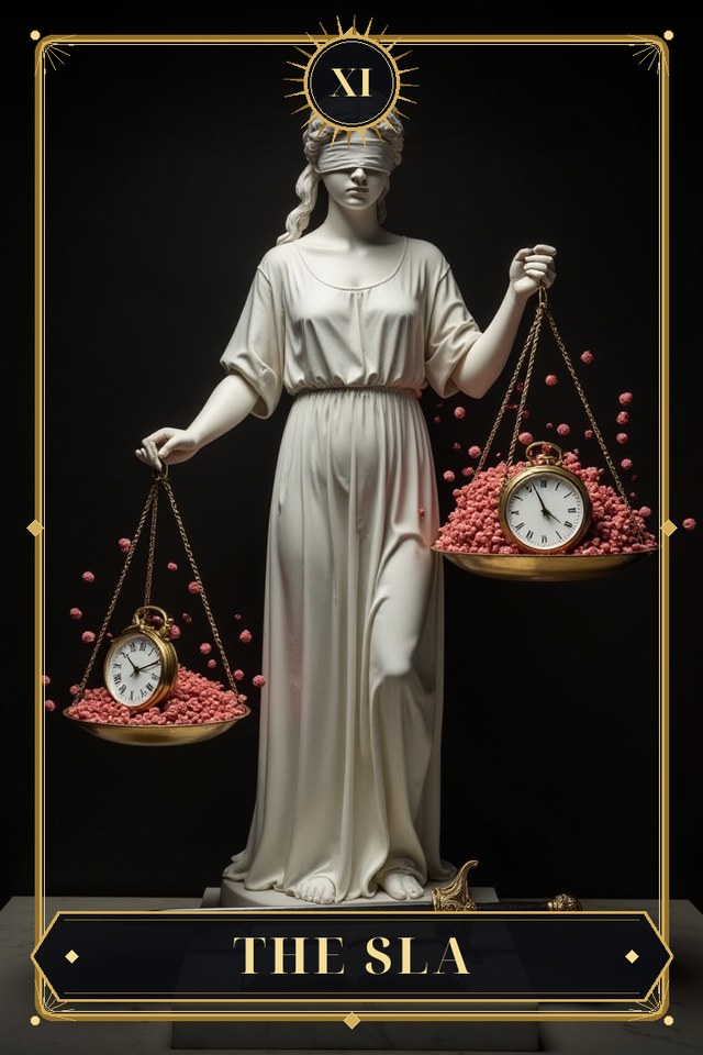 The SLA — illustrated tarot card, arcanum XI