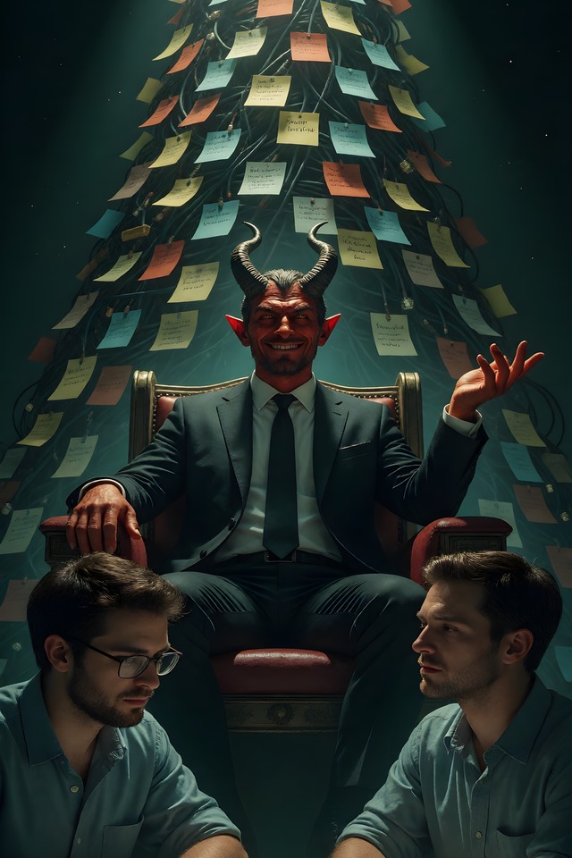 Technical Debt — illustrated tarot card, arcanum XV