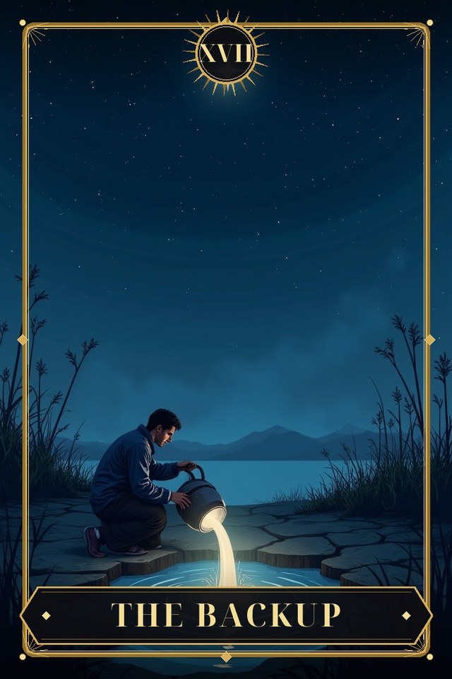 The Backup — illustrated tarot card, arcanum XVII