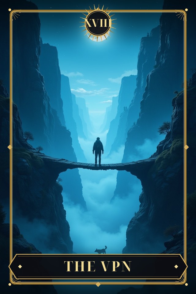 The VPN — illustrated tarot card, arcanum XVIII