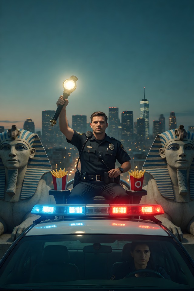 The Patrol Car — illustrated tarot card, arcanum VII