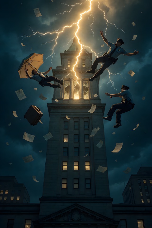 The Subpoena — illustrated tarot card, arcanum XVI