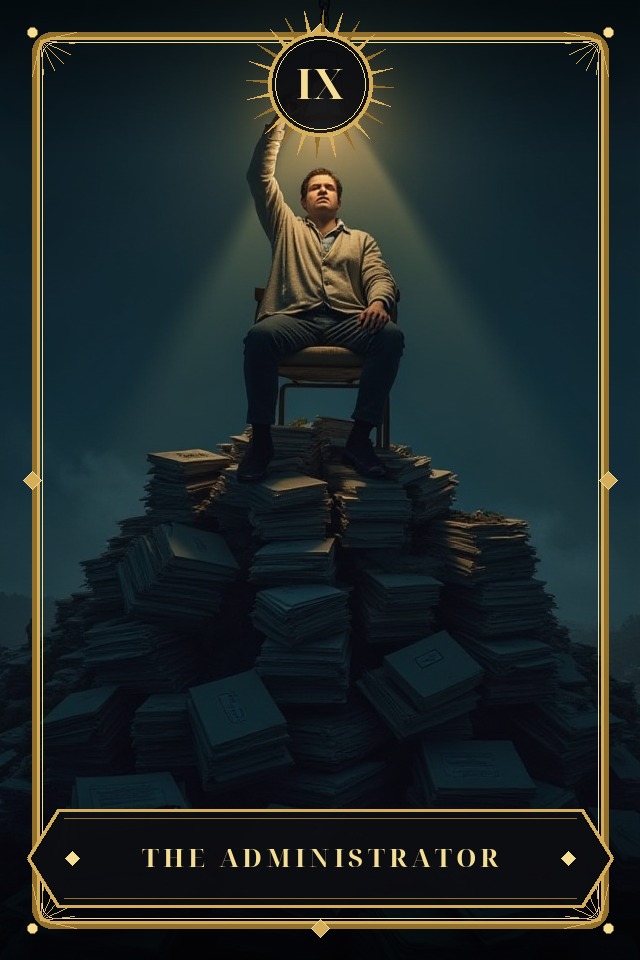 The Administrator — illustrated tarot card, arcanum IX