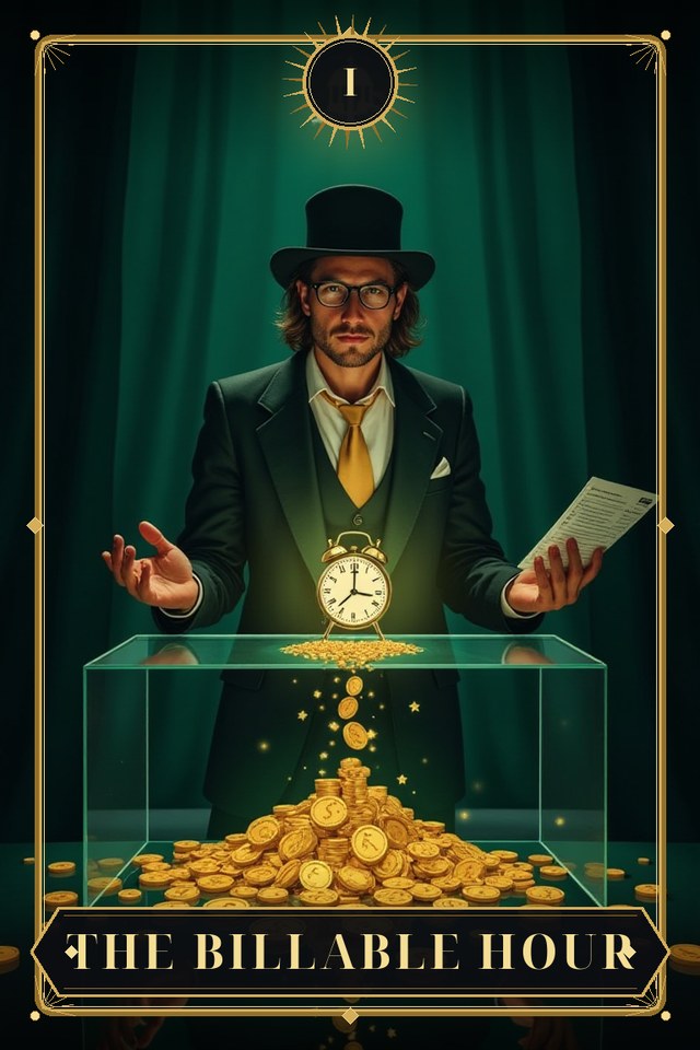 The Billable Hour — illustrated tarot card, arcanum I