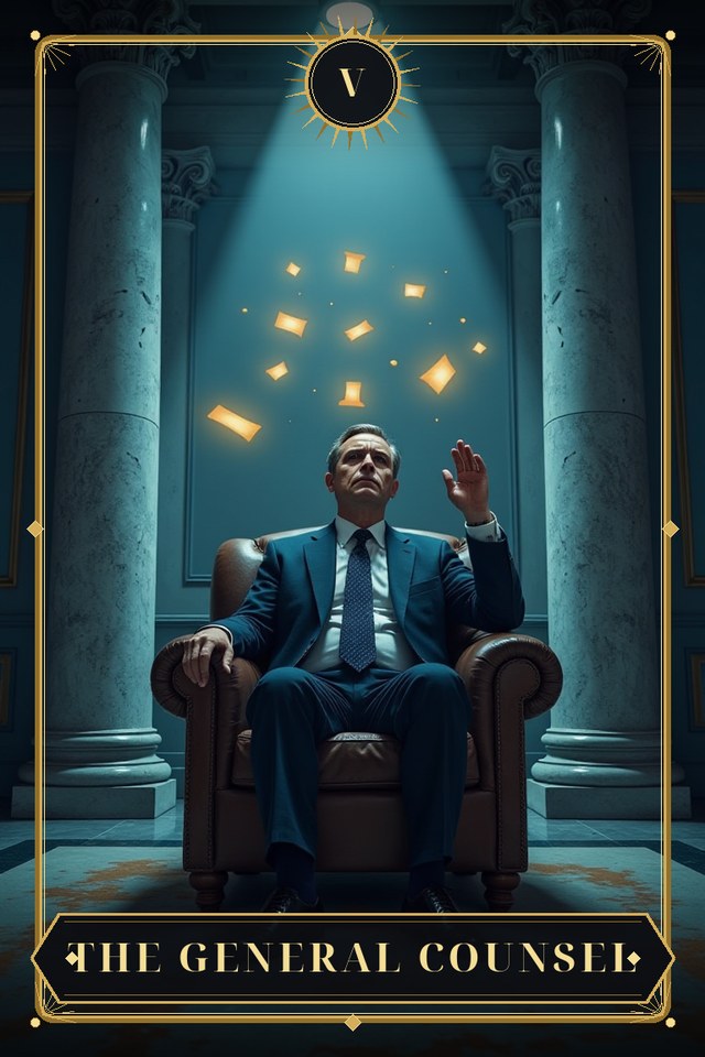 The General Counsel — illustrated tarot card, arcanum V