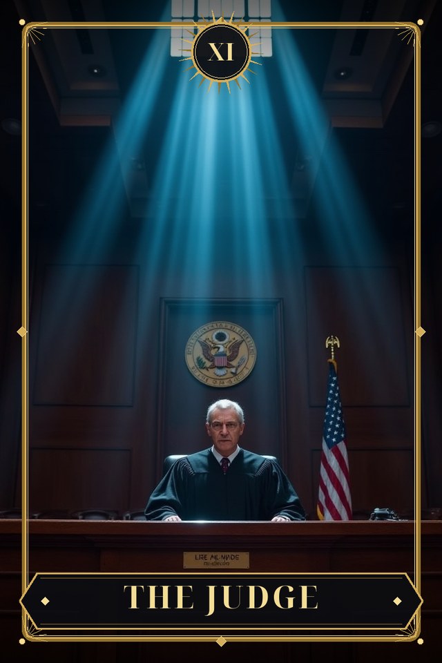 The Judge — illustrated tarot card, arcanum XI