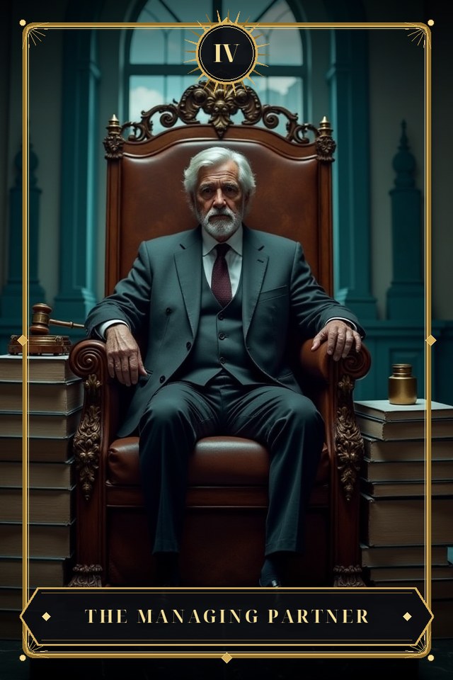 The Managing Partner — illustrated tarot card, arcanum IV