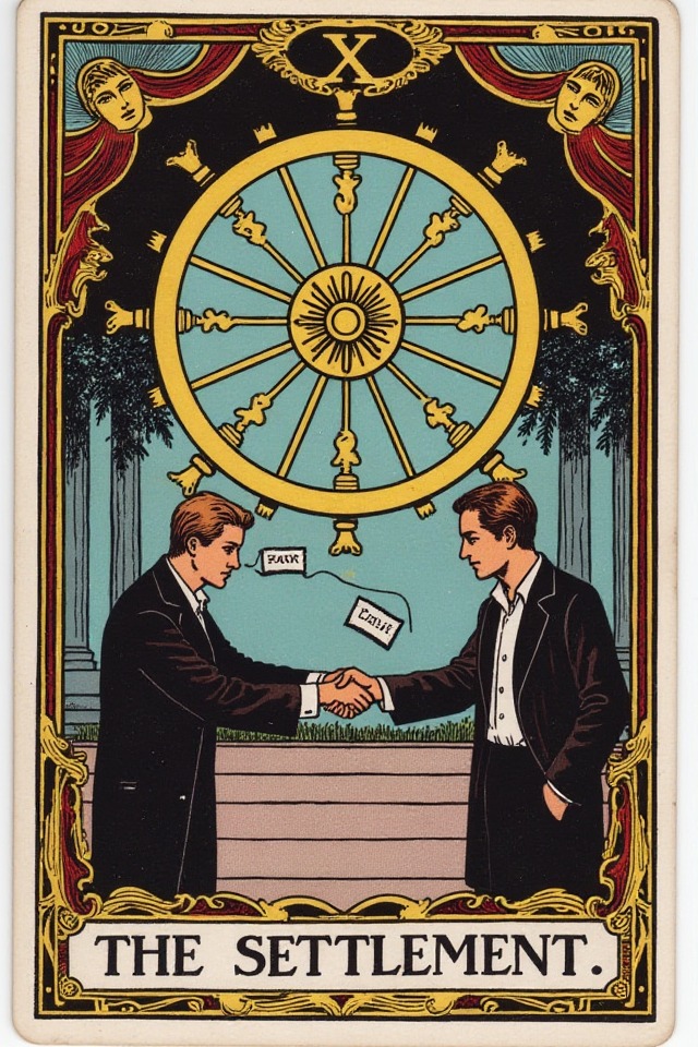 The Settlement — illustrated tarot card, arcanum X