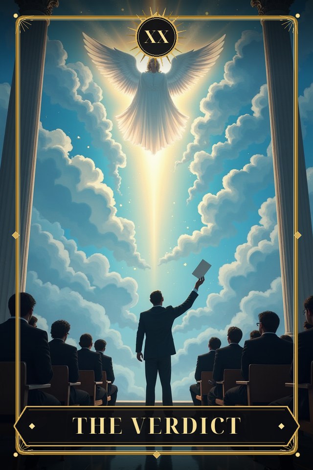 The Verdict — illustrated tarot card, arcanum XX