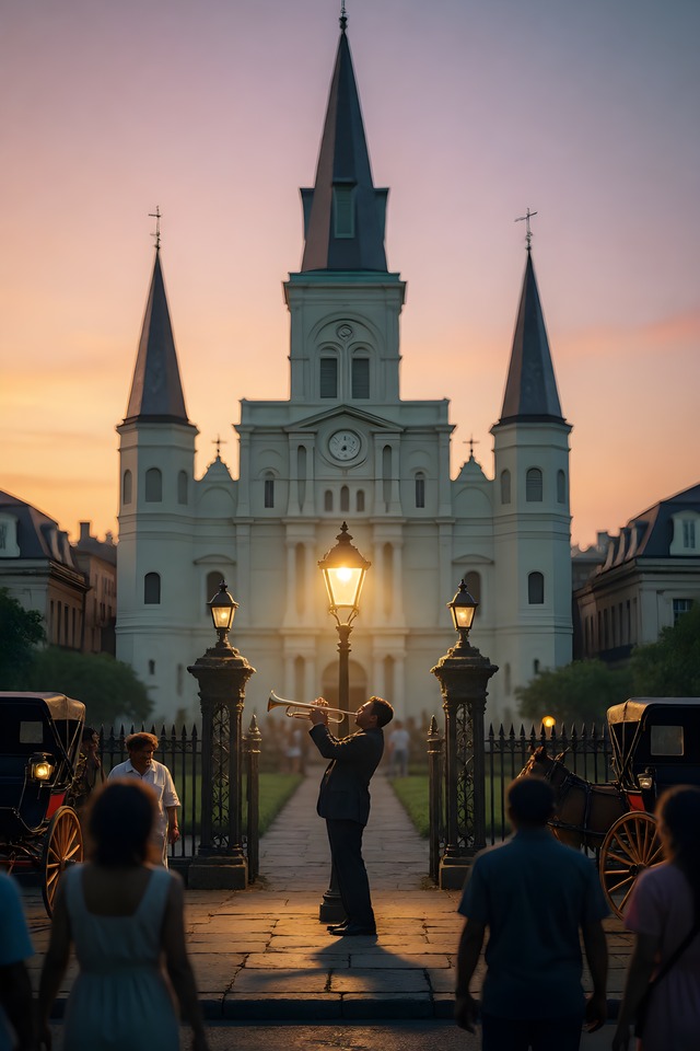Jackson Square — illustrated tarot card, arcanum XII