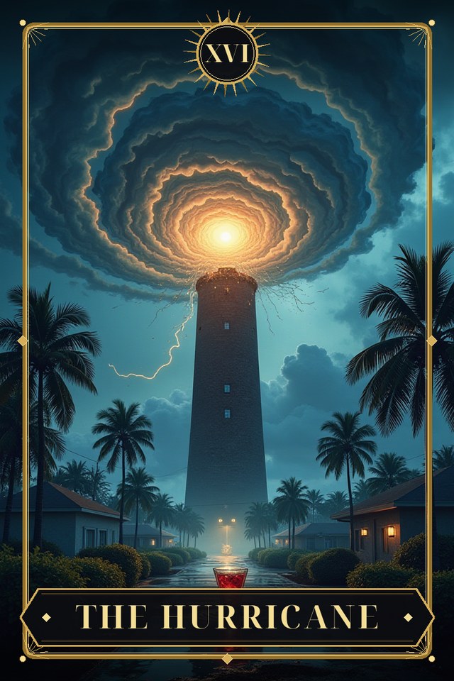 The Hurricane — illustrated tarot card, arcanum XVI