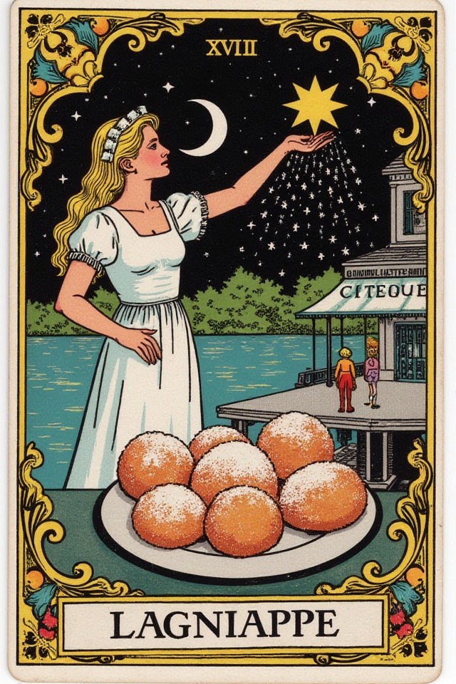 Lagniappe — illustrated tarot card, arcanum XVII