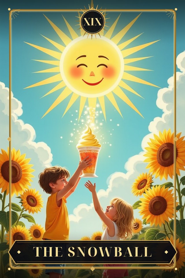 The Snowball — illustrated tarot card, arcanum XIX