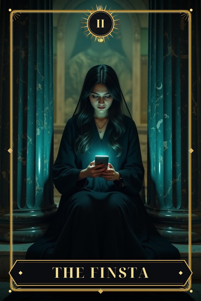 The Finsta — illustrated tarot card, arcanum II
