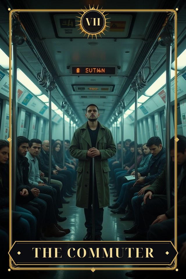The Commuter — illustrated tarot card, arcanum VII