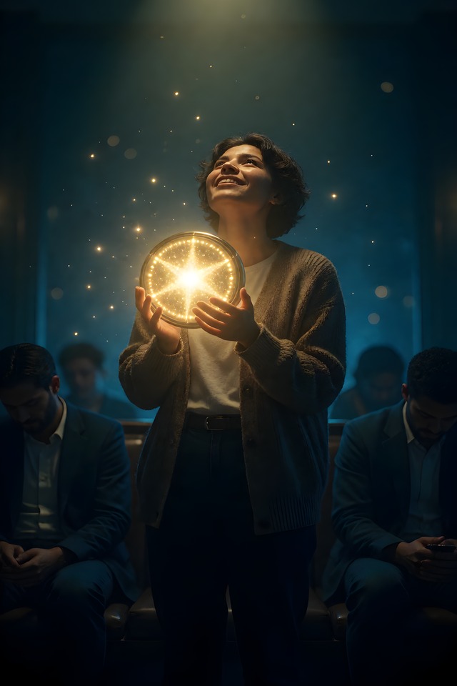 The Buzzer — illustrated tarot card, arcanum XVII