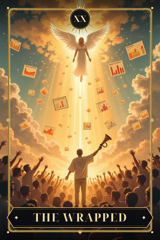 The Wrapped — illustrated tarot card, arcanum XX