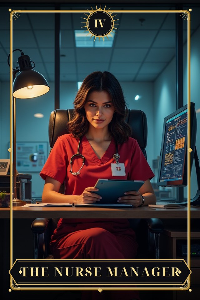 The Nurse Manager — illustrated tarot card, arcanum IV