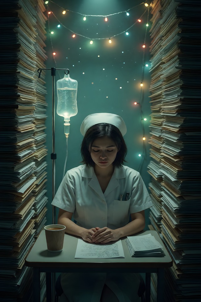 The Same-Shift Survey — an illustrated card from The Nurse Arcana